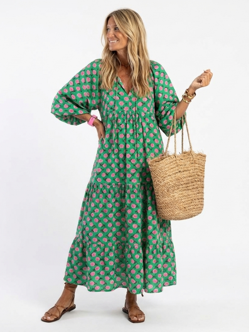 Vestido midi con estampado floral Fiora