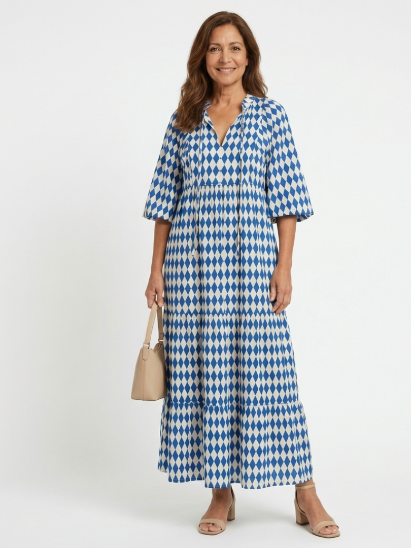 Vestido midi con estampado de diamantes Elodie