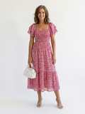 Vestido Midi Floral con Hombros al Descubierto Odette