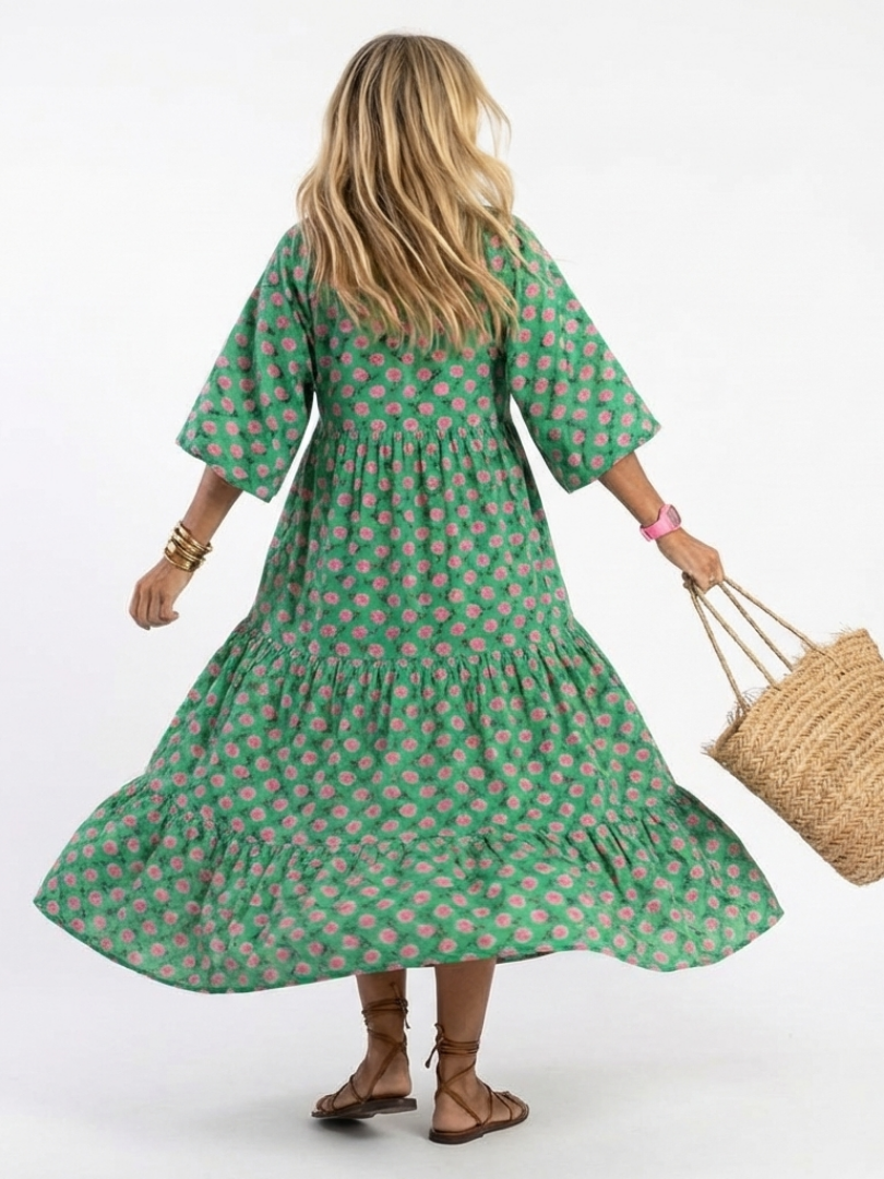 Vestido midi con estampado floral Fiora