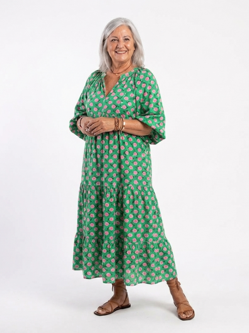 Vestido midi con estampado floral Fiora