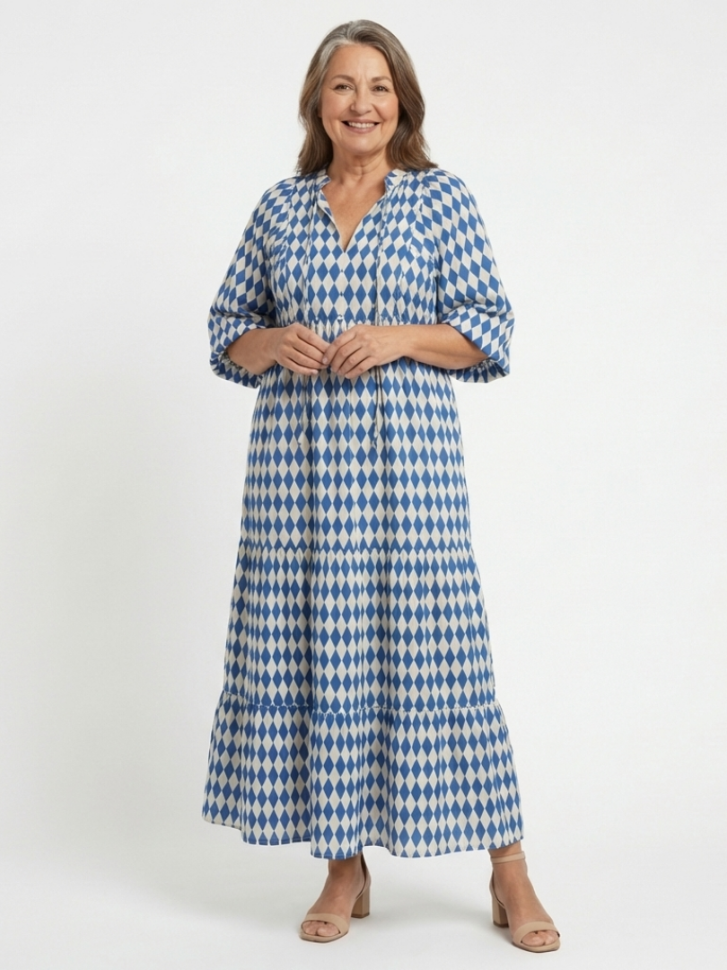 Vestido midi con estampado de diamantes Elodie