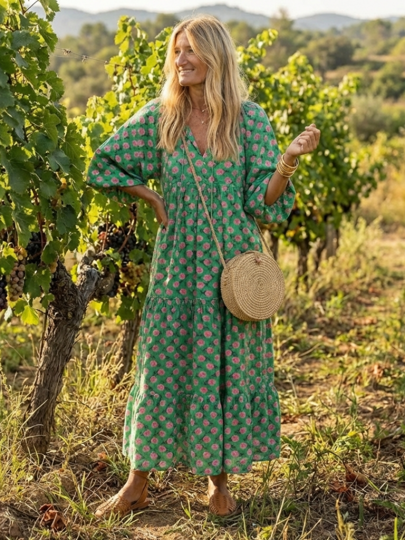 Vestido midi con estampado floral Fiora