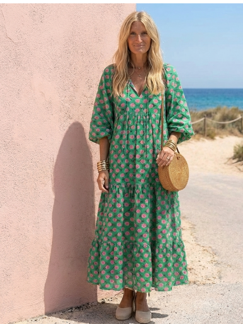Vestido midi con estampado floral Fiora
