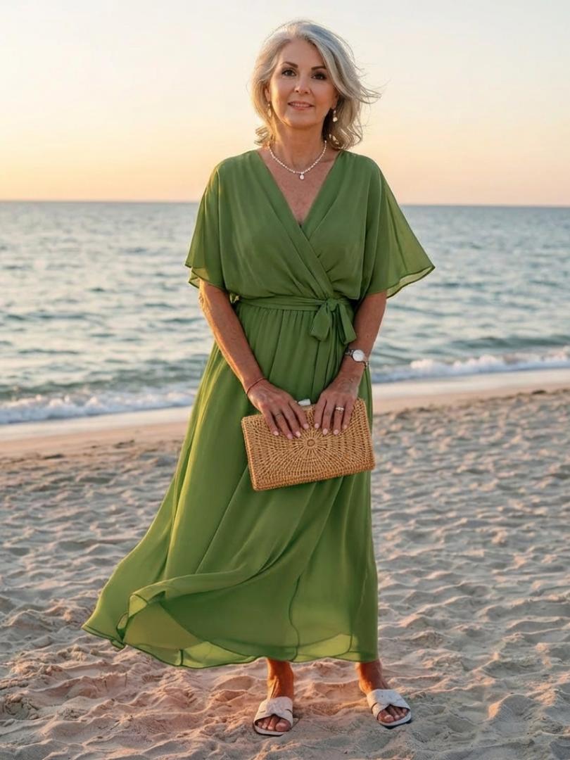 Vestido midi drapeado con escote Elysia