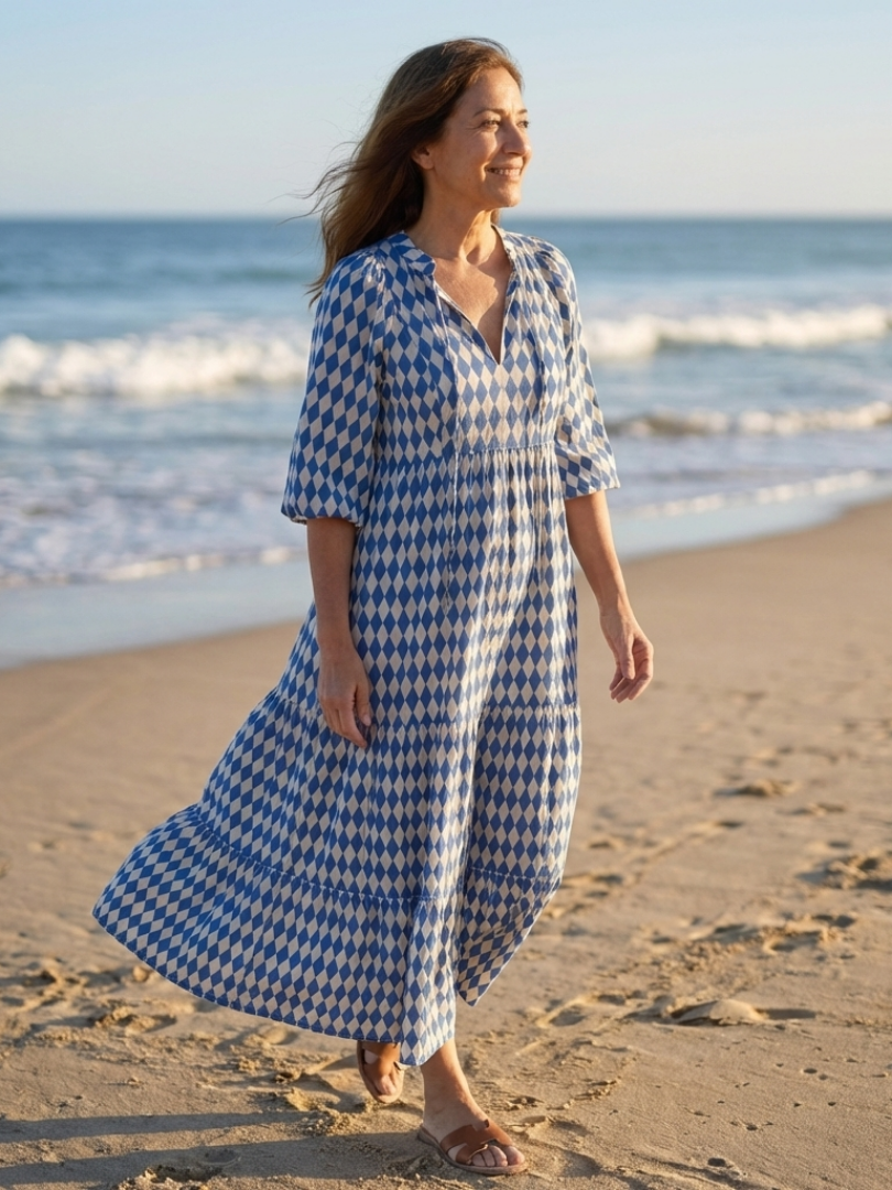 Vestido midi con estampado de diamantes Elodie