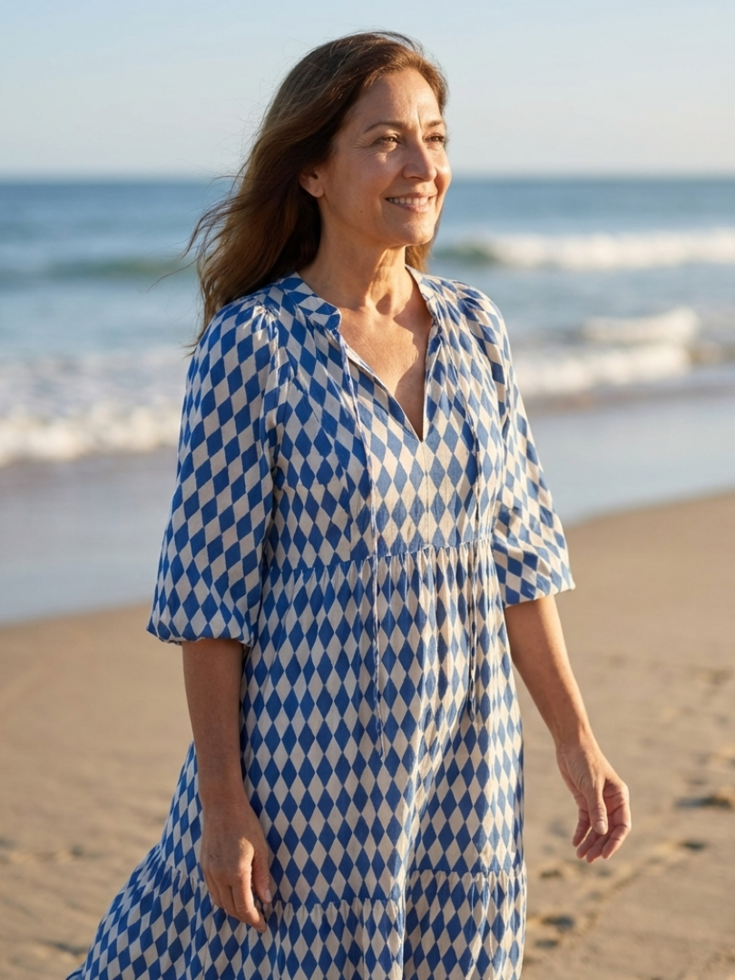 Vestido midi con estampado de diamantes Elodie
