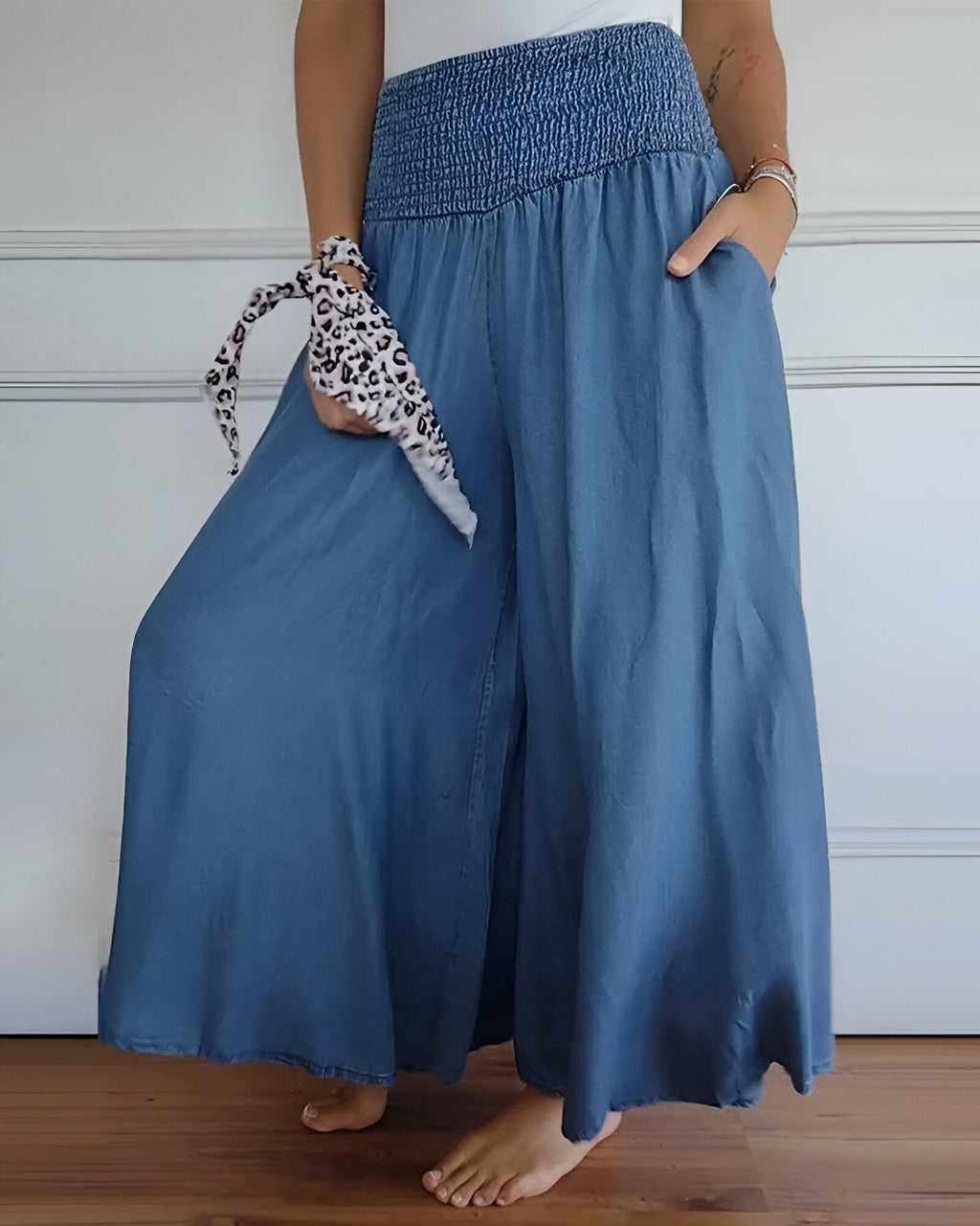 Christine | Pantalón Amplio con Cintura Fruncida