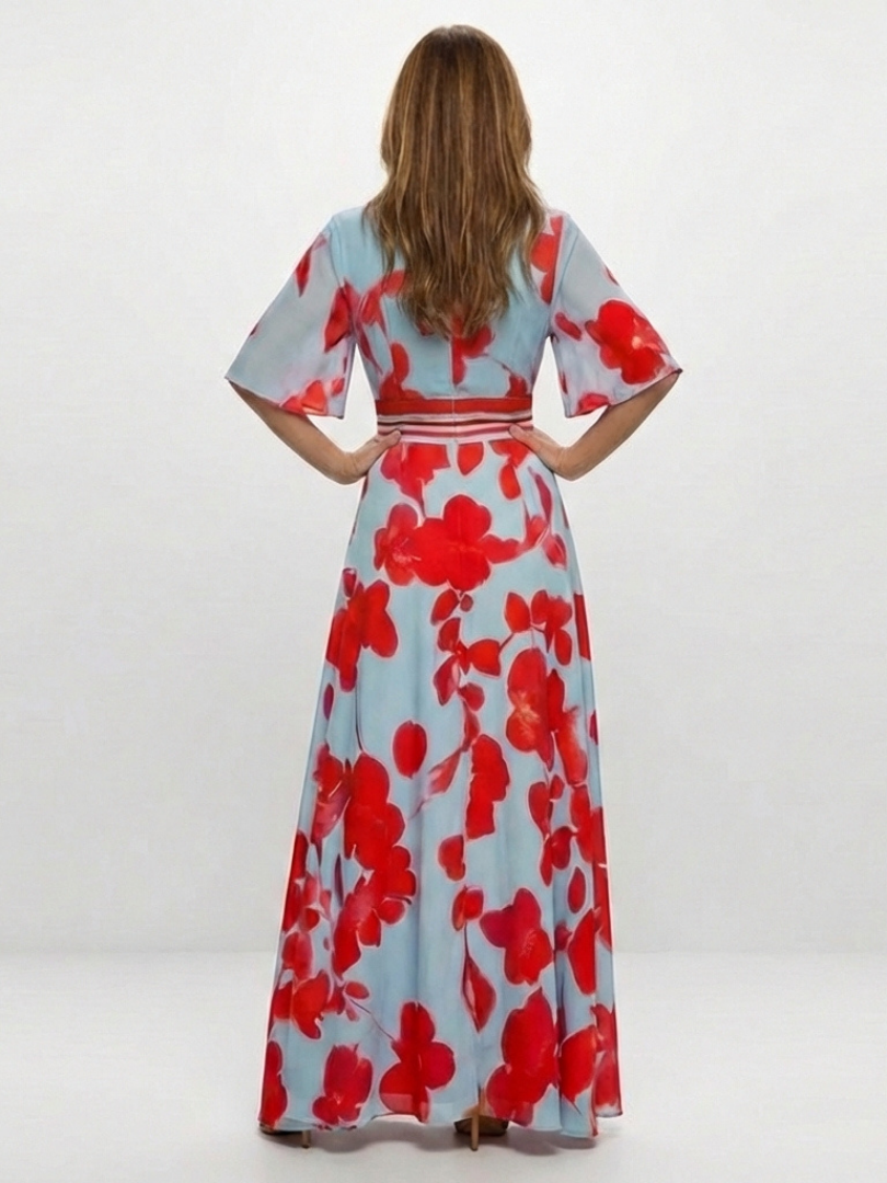 Vestido maxi floreado con mangas Corinne