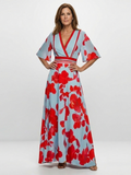 Vestido maxi floreado con mangas Corinne