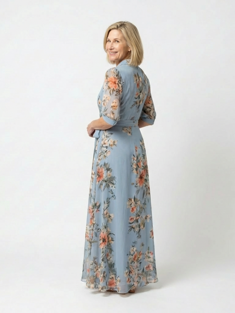 Vestido maxi envolvente con escote en V Estampado floral Camille